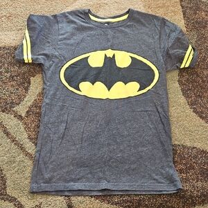 DC Comics Gray and Yellow Batman Short Sleeve Tee